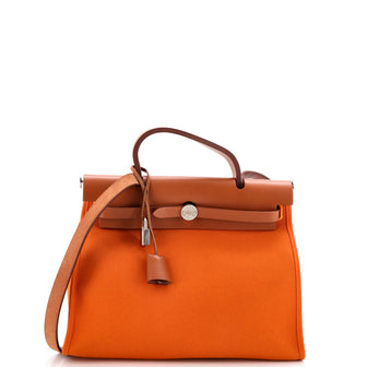 Hermes Herbag Zip Leather and Toile 31