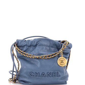 Chanel 22 Chain Hobo Quilted Caviar Mini