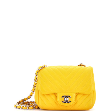 Chanel Square Classic Single Flap Bag Chevron Caviar Mini