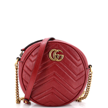 Gucci GG Marmont Round Shoulder Bag Matelasse Leather Mini