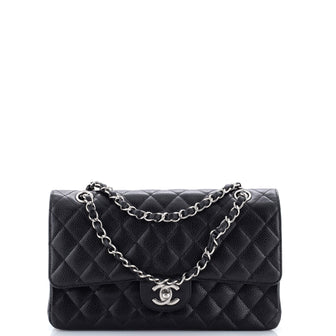 Chanel Vintage Classic Double Flap Bag Quilted Caviar Medium