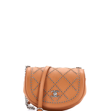 Chanel Coco Eyelets Round Flap Bag Quilted Calfskin Small