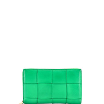 Bottega Veneta Cassette Zip Around Wallet Maxi Intrecciato Leather Long
