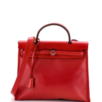 Hermes Herbag Zip Berline Vache Canvas and Leather 31