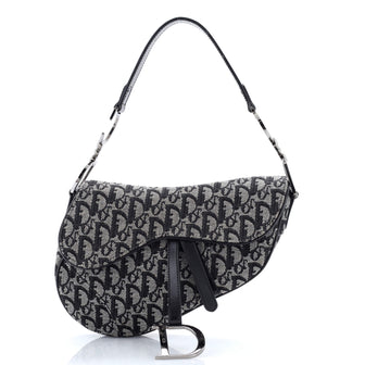 Christian Dior Vintage Saddle Bag Diorissimo Canvas Medium
