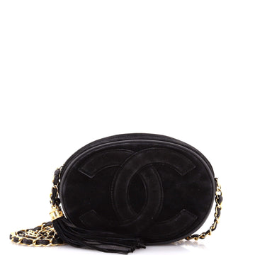 Chanel Vintage Oval CC Tassel Crossbody Bag Suede Mini