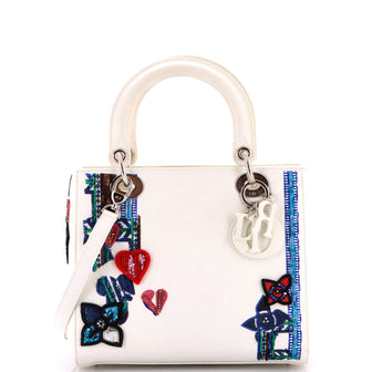 Christian Dior Lady Dior Bag Patch Embellished Leather Medium