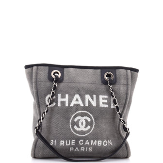 Chanel North South Deauville Tote Canvas Small
