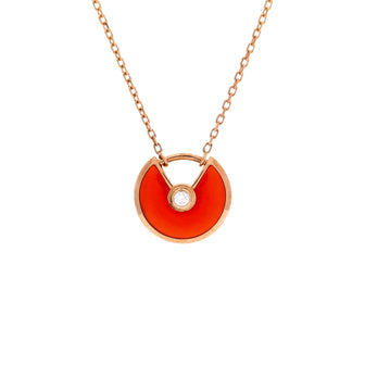 Cartier Amulette de Cartier Pendant Necklace 18K Rose Gold with Carnelian and Diamond XS