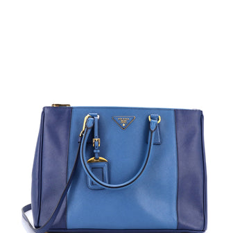 Prada Bicolor Double Zip Lux Tote Saffiano Leather Medium