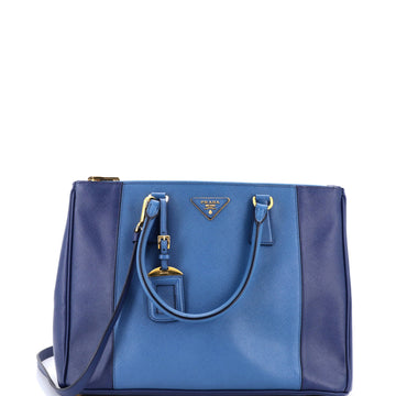 Prada Bicolor Double Zip Lux Tote Saffiano Leather Medium