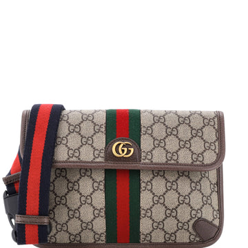 Gucci Ophidia Flap Belt Bag GG Coated Canvas with Leather