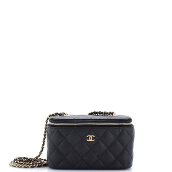 Chanel Classic Vanity Case with Chain Quilted Caviar Small