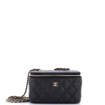 Chanel Classic Vanity Case with Chain Quilted Caviar Small