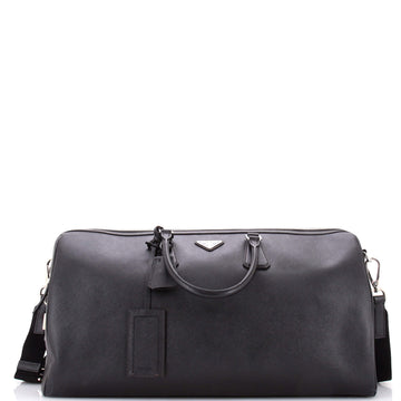 Prada Triangle Logo Convertible Travel Bag Saffiano Leather Large