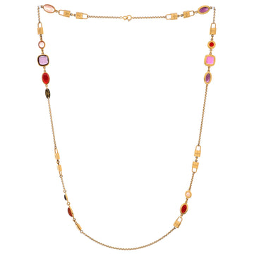 Louis Vuitton Padlock Station Long Necklace Metal with Multicolor Stones
