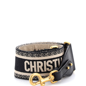 Christian Dior Logo Shoulder Strap Embroidered Canvas