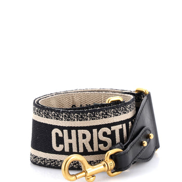 Christian Dior Logo Shoulder Strap Embroidered Canvas