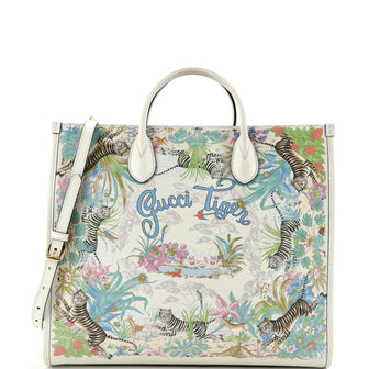 Gucci Gucci Tiger Convertible Open Tote Printed Leather Medium