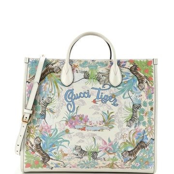 Gucci Gucci Tiger Convertible Open Tote Printed Leather Medium