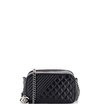 Chanel Coco Boy Camera Bag Quilted Leather Small
