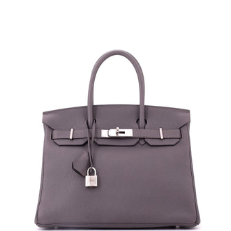 Hermes Birkin Handbag Grey Togo with Palladium Hardware 30