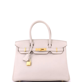 Hermes Birkin Handbag Light Togo with Gold Hardware 30