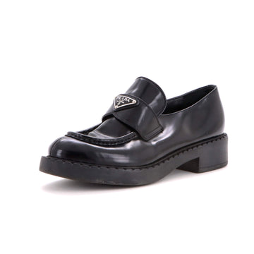 Prada Women's Triangle Logo Loafers Spazzolato Leather
