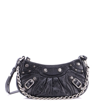 Balenciaga Le Cagole Giant Studs Chain Shoulder Bag Leather XS