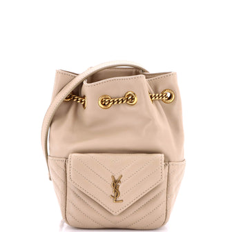 Saint Laurent Joe Bucket Bag Matelasse Chevron Leather Mini