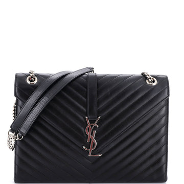 Saint Laurent Classic Monogram Envelope Satchel Matelasse Chevron Leather Large