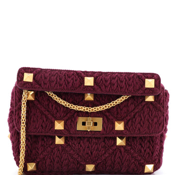 Valentino Garavani Roman Stud Flap Bag Knitted Cashmere Large