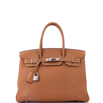 Hermes Birkin Handbag Brown Togo with Palladium Hardware 30