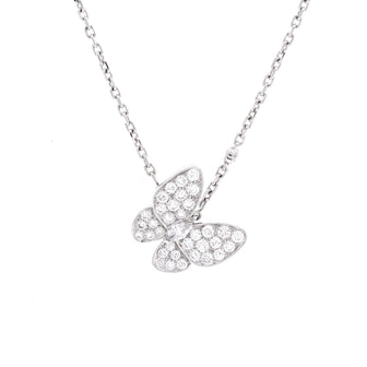 Van Cleef & Arpels Two Butterfly Pendant Necklace 18K White Gold and Diamonds