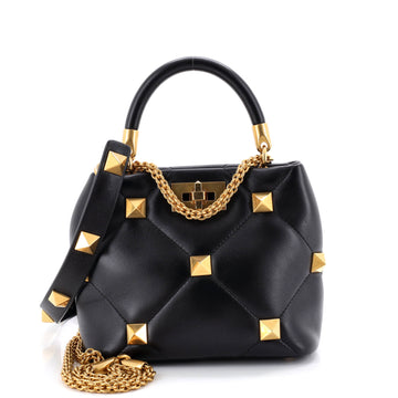 Valentino Garavani Roman Stud Top Handle Bag Quilted Leather Small