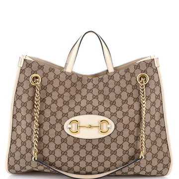 Gucci Horsebit 1955 Chain Tote GG Canvas with Leather Large