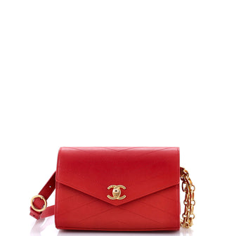 Chanel Coco Chevron Waist Bag Stitched Calfskin