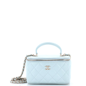 Chanel Classic Top Handle Vanity Case with Chain Quilted Lambskin Small