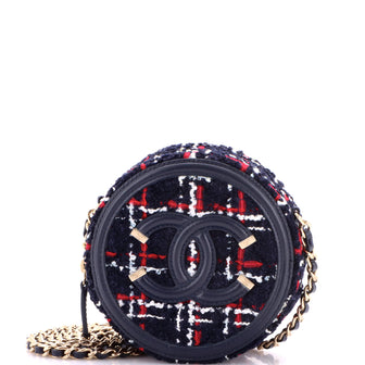 Chanel Filigree Round Clutch with Chain Quilted Tweed Mini