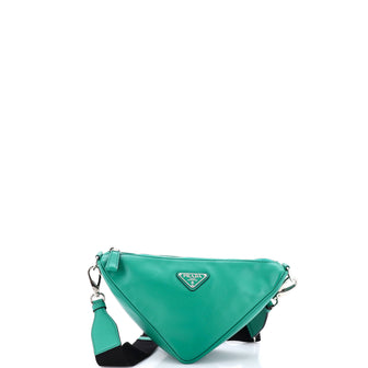 Prada Triangle Logo Zip Crossbody Bag Soft Leather Small