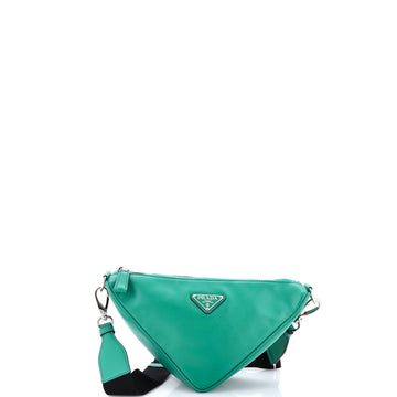 Prada Triangle Logo Zip Crossbody Bag Soft Leather Small
