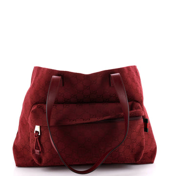 Gucci Front Pocket Debossed Logo Tote GG Canvas Large
