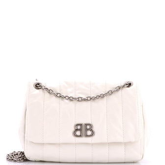 Balenciaga Monaco Chain Flap Shoulder Bag Quilted Leather Mini