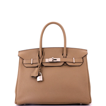 Hermes Birkin Handbag Brown Togo with Palladium Hardware 30