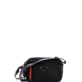 Prada New Vela Shoulder Bag Tessuto with Studded Leather Small