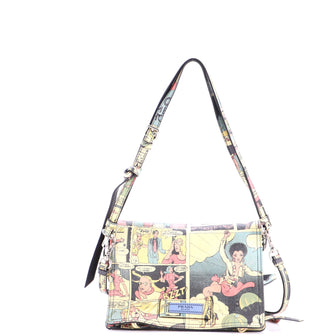 Prada Etiquette Flap Bag Printed Leather Small