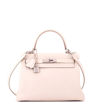 Hermes Kelly Handbag Light Togo with Palladium Hardware 28