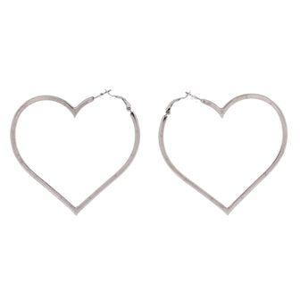 Chanel CC Heart Hoop Earrings Metal