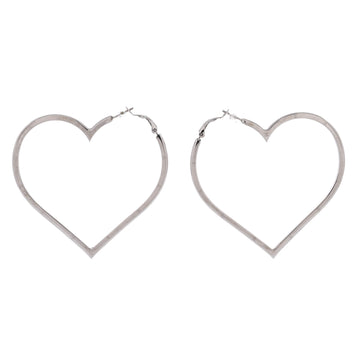 Chanel CC Heart Hoop Earrings Metal