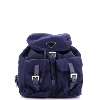 Prada Vela Double Front Pocket Backpack Tessuto with Saffiano Leather Small